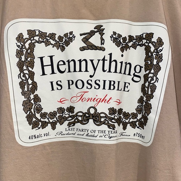 HENNYTHING IS POSSIBLE - MENS BEIGE T SHIRT 2X - Picture 2 of 4